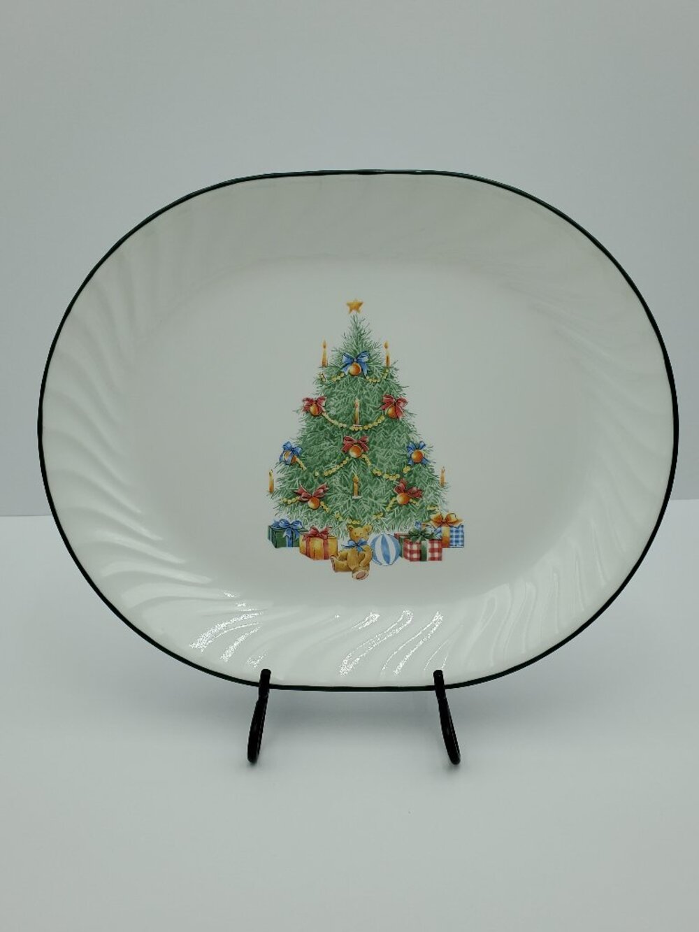 Corelle Holiday Magic Platter White Swirl Christmas Tree Serving Plate